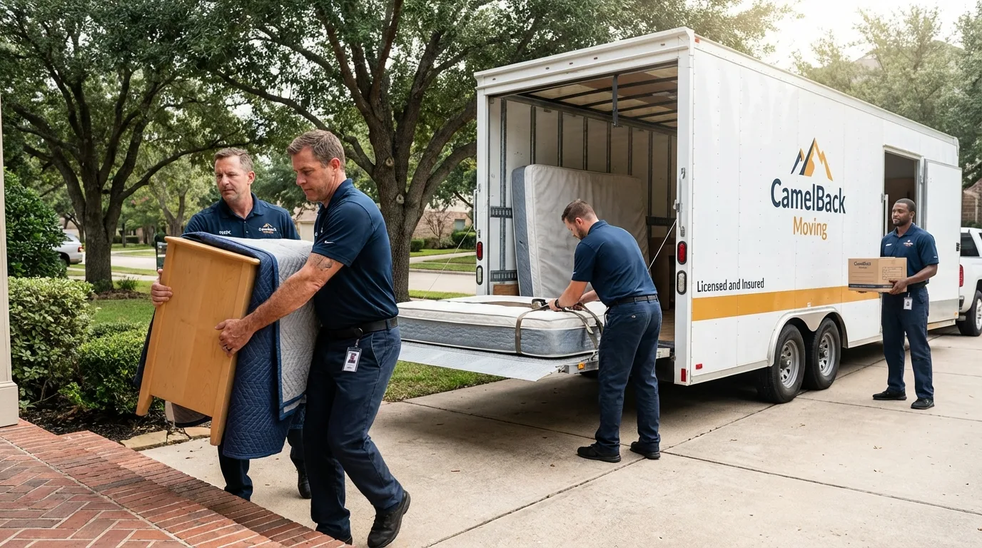 Crew loading residential truck for cross-state move from Williamstown, PA