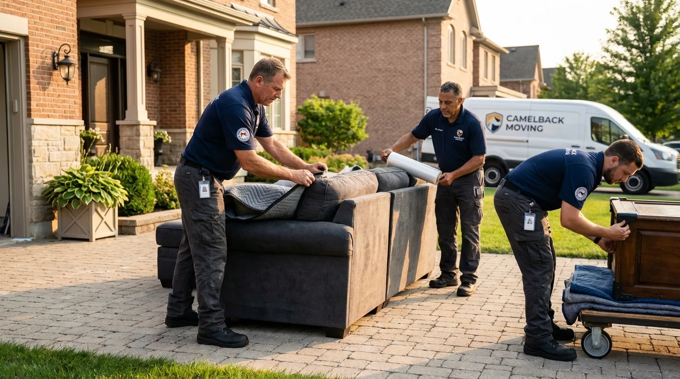 Large estate moving crew wrapping furniture in Williamstown, PA
