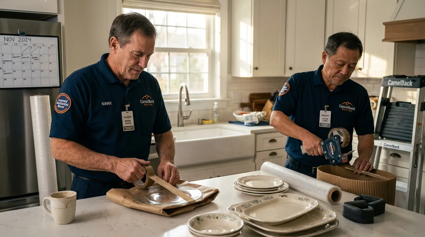 Professional crew packing kitchen dishware in Williamstown, PA